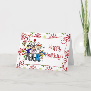 Stickfigur-Familien-Weihnachtsfeiertag Feiertagskarte
