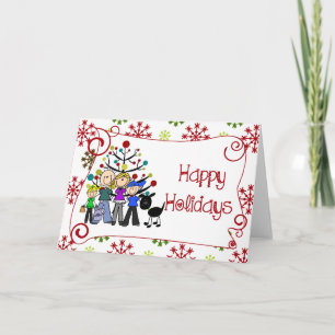 Stickfigur-Familien-Weihnachtsfeiertag Feiertagskarte