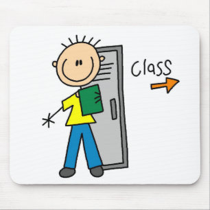 Stickfigur-Junge-in-der-Schule-Mauspad Mousepad