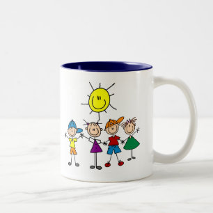 Stickfigur Kinder T-Shirts und Geschenke Hand in H Zweifarbige Tasse