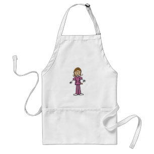 Stickfigur Krankenschwester mit mittelheller Haut Schürze