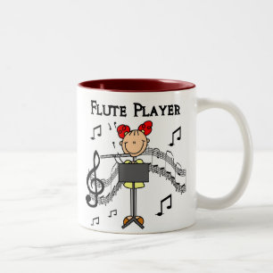 Stickfigur Mädchen Flötenspieler T-Shirts und Gesc Zweifarbige Tasse