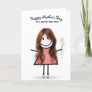 Stickfigur Mädchen Muttertag für Stiefmutter Karte