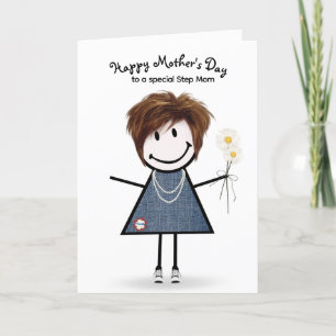 Stickfigur Mädchen Muttertag für Stiefmutter   Karte