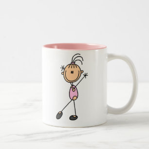 Stickfigur Mädchen Turnerin in Rosa Tasse