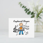 Stickfigur-Männchen-Keyboarder-Geschenke Postkarte (Stehend Vorderseite)