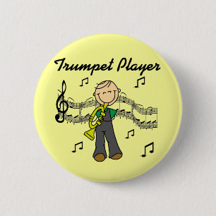 Stickfigur männlicher Trompetenspieler T-Shirts un Button