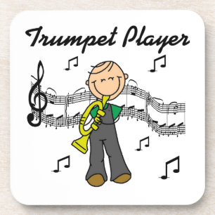 Stickfigur männlicher Trompetenspieler T-Shirts un Untersetzer