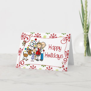 Stickfiguren-Familien-Weihnachtsfeiertage Feiertagskarte
