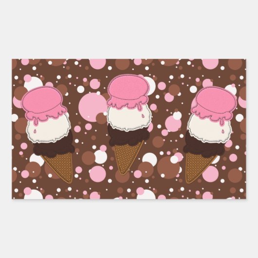 Stickgesteppte Neapolitan Ice Cream Trio 1-Rect St Rechteckiger Aufkleber (Vorderseite)