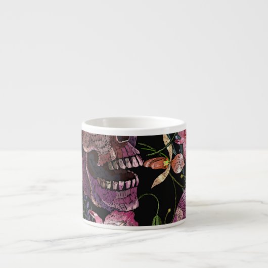 Stickiger Schädel: gotisch-orchid Muster Espressotasse (Vorderseite)