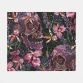 Stickiger Schädel: gotisch-orchid Muster Fleecedecke (Vorderseite (Horizontal))