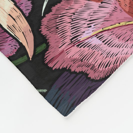 Stickiger Schädel: gotisch-orchid Muster Fleecedecke (Ecke)