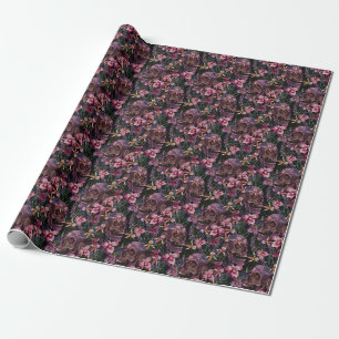 Stickiger Schädel: gotisch-orchid Muster Geschenkpapier