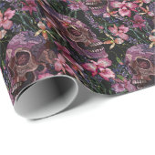 Stickiger Schädel: gotisch-orchid Muster Geschenkpapier (Rolleneckpunkt)