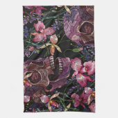 Stickiger Schädel: gotisch-orchid Muster Geschirrtuch (Vertikal)
