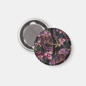 Stickiger Schädel: gotisch-orchid Muster Magnet (Vorderseite/Rückseite)
