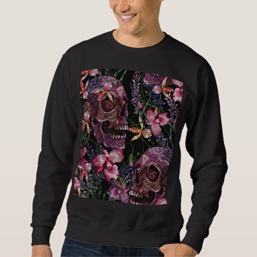 Stickiger Schädel: gotisch-orchid Muster Sweatshirt (Vorderseite)