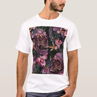 Stickiger Schädel: gotisch-orchid Muster T-Shirt