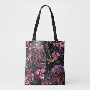 Stickiger Schädel: gotisch-orchid Muster Tasche