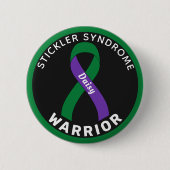 Stickler-Syndrom Warrior Ribbon Black Button (Vorderseite)