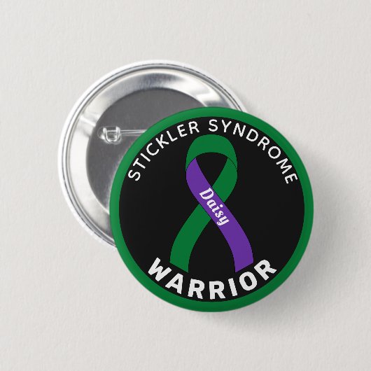 Stickler-Syndrom Warrior Ribbon Black Button (Vorne & Hinten)