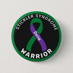 Stickler-Syndrom Warrior Ribbon Black Button