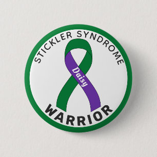 Stickler-Syndrom Warrior Ribbon White Button