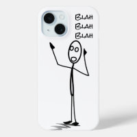 Stickman am Telefon lustig Schwarz und Weiß blah b
