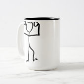 Stickman Figure Winner Illustration, One Line Art Zweifarbige Tasse (Vorderseite Links)