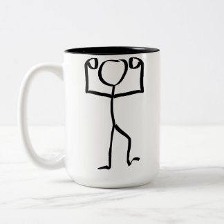 Stickman Figure Winner Illustration, One Line Art Zweifarbige Tasse