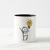 Stickman. Lamp idee, briljant, brainstorm sessie Zweifarbige Tasse (Mittel)