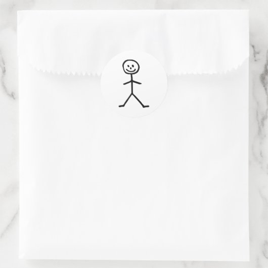 Stickman Mann Runder Aufkleber (Tasche)