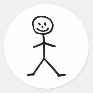 Stickman Mann Runder Aufkleber
