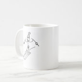 Stickman mit Hintern fährt Ski Kaffeetasse (Vorderseite Links)