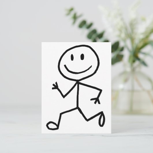 Stickman Runner Postkarte (Stehend Vorderseite)