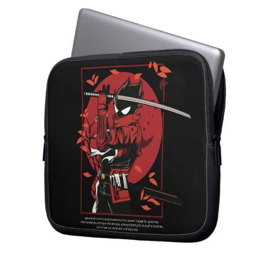 Stickman Samurai Laptopschutzhülle (Vorderseite Links)