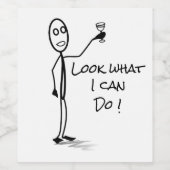 Stickman "Sieh, was ich tun kann" Schwarz-weiß Weinetikett (Einzelnes Label)