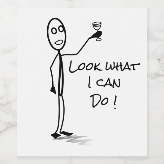 Stickman "Sieh, was ich tun kann" Schwarz-weiß Weinetikett (Einzelnes Label)