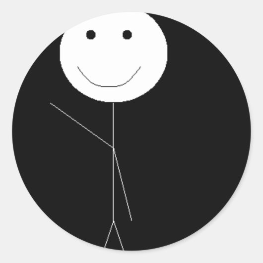 Stickman Waving Runder Aufkleber (Vorderseite)