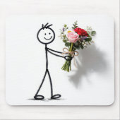 Stickman With Rose Bouquet Mousepad (Vorne)