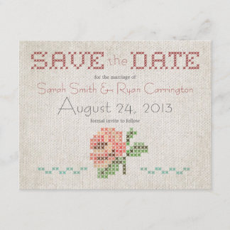 Stickmuster-Antiquitäten-Hochzeit-Einladungskarte  Save The Date