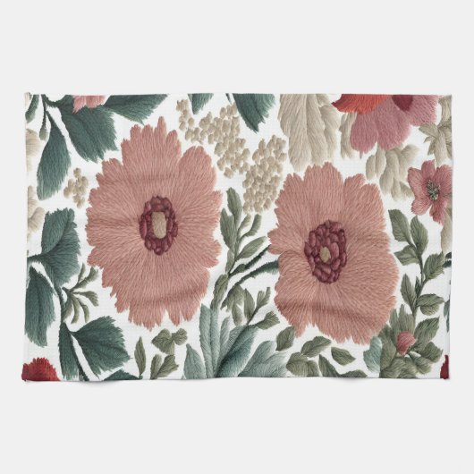 Stickmuster. Blumen. Nahe Blume Geschirrtuch (Horizontal)