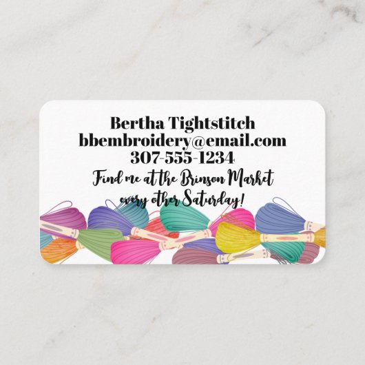 Sticknadel mit Nähnadel Visitenkarte (Rückseite)