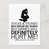 Sticks & Stones, Geweckt Satire Postkarte (Vorderseite)