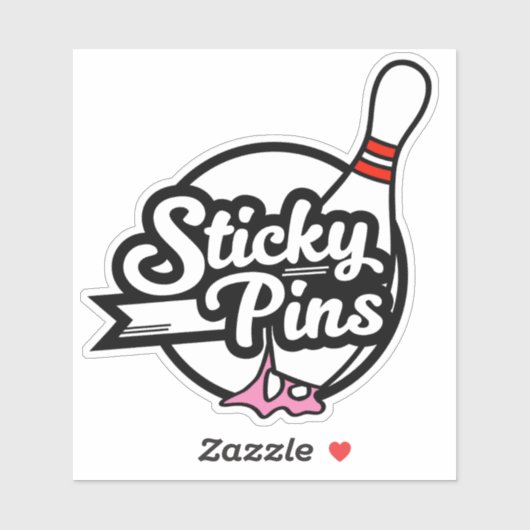 "Sticky Buttons" Bowling Team Logo Aufkleber (Blatt)
