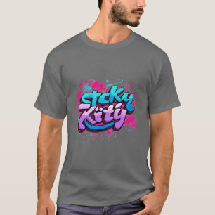 Sticky Kitty: Umlaufendes Design für Graffiti-T -  T-Shirt