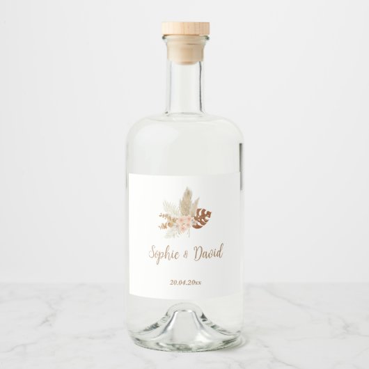 Sticky Labels Hochzeiten Bohemisch Alkoholflaschenetikett (Vorderseite)