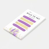 Sticky Note BILLS TO PAY Check box Purple Lavender Post-it Klebezettel (angewinkelt)