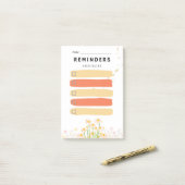 Sticky Note REMINDERS Check Box Yellow Daisy Post-it Klebezettel (Auf Schreibtisch)